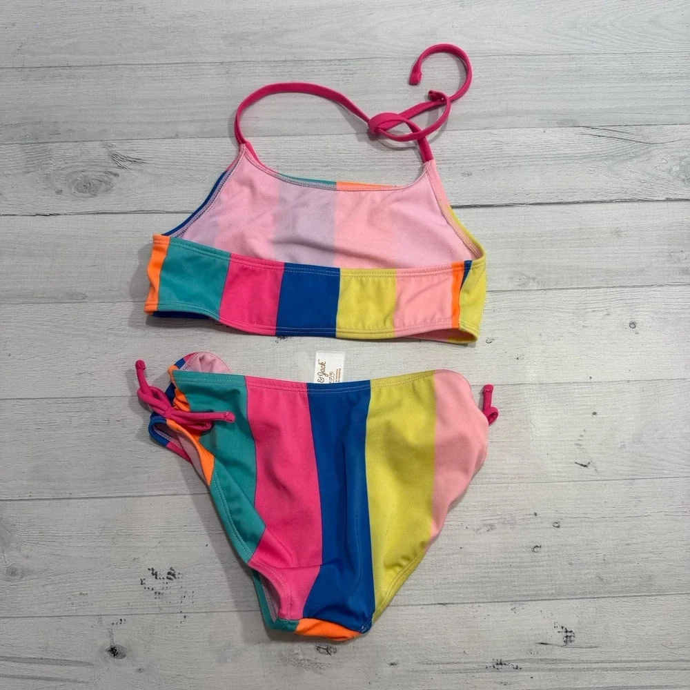 Cat & Jack girls colorful bright two piece swimsuit medium 7/8